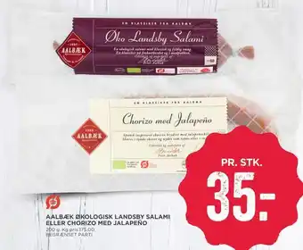 MENY Aalbæk økologisk landsby salami eller chorizo med jalapeño tilbud