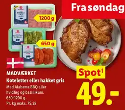 Lidl Madværket koteletter eller hakket gris tilbud