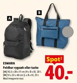 Lidl Esmara foldbar rygsæk eller taske tilbud