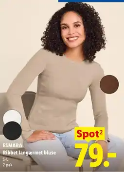 Lidl Esmara ribbet langærmet bluse tilbud