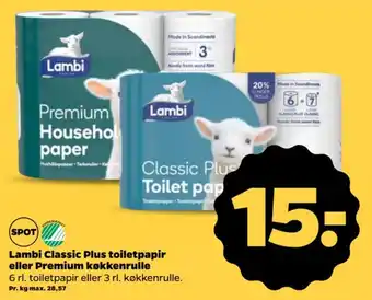 Lambi Classic Plus toilet papir eller Premium køkkenrulle