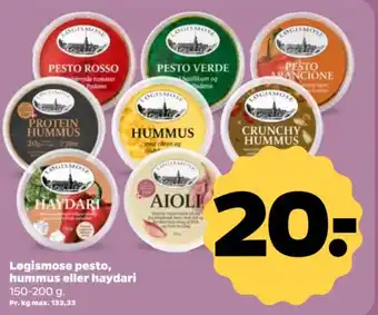 Løgismose pesto, hummus eller haydari