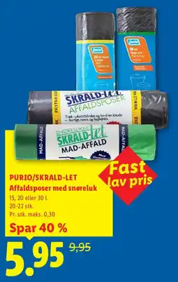 Lidl Purio/Skrald-Let affaldspose med snøreluk tilbud