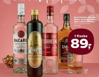 Bacardi Rom, Nordsø Bitter, Sobieski Vodka eller Label 5 Whisky