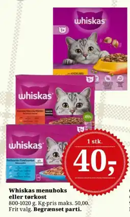 Dagli'Brugsen Whiskas menuboks eller tørkost tilbud
