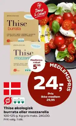 Kvickly Thise økologisk burrata eller mozzarella tilbud