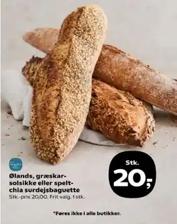 SuperBrugsen Signature ølands, græskar-solsikke eller spelt-chia surdejsbaguette tilbud
