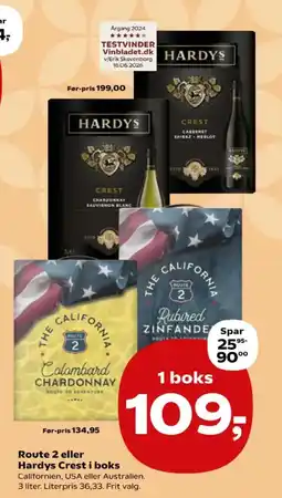 Kvickly Route 2 eller Hardys Crest i boks tilbud