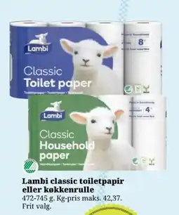 Dagli'Brugsen Lambi classic toilet paper eller køkkenrulle tilbud