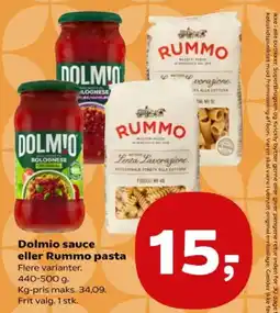 SuperBrugsen Dolmio sauce eller Rummo pasta tilbud