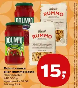 Kvickly Dolmio sauce eller Rummo pasta tilbud