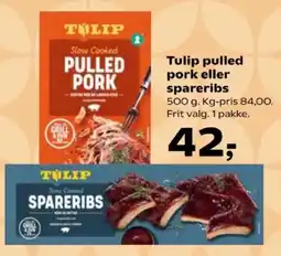 Kvickly Tulip pulled pork eller spareribs tilbud