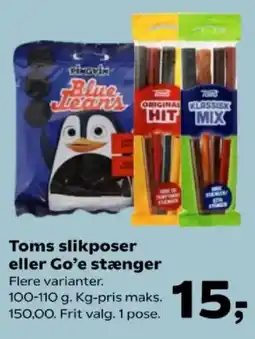 Kvickly Toms slikposer eller Go'e stænger tilbud
