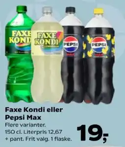 Kvickly Faxe Kondi eller Pepsi Max tilbud