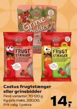 SuperBrugsen Castus frugtstænger eller grinebidder tilbud
