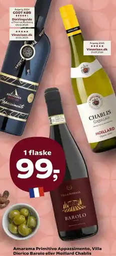 Kvickly Amarama Primitivo Appassimento, Villa Dierico Barolo eller Moillard Chablis tilbud