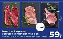 Kvickly Irma Iberico presa, secreto eller kotelet med ben tilbud