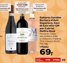 Kvickly Roberto Sarotto Barbera d'asti superiore, Gavi di Gavi eller GM par Gabriel Meffre Rosé tilbud