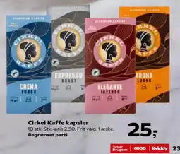 SuperBrugsen Cirkel Kaffe kapsler tilbud