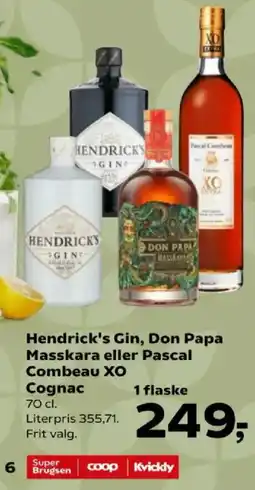 SuperBrugsen Hendrick's Gin Don Papa Masskara eller Pascal Combeau XO Cognac tilbud