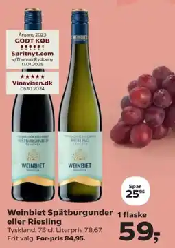 SuperBrugsen Weinbiet Spätburgunder eller Riesling tilbud
