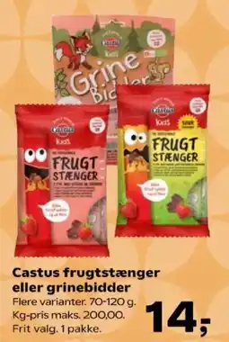 Kvickly Castus frugtstænger eller grinebidder tilbud