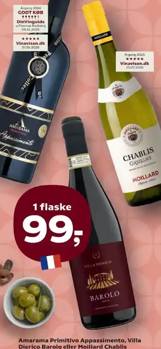 Amarama Primitivo Appassimento, Villa Dierico Barolo eller Moillard Chablis