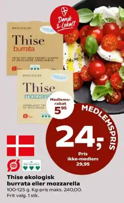 SuperBrugsen Thise økologisk burrata eller mozzarella tilbud