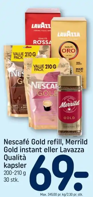 Nescafé Gold refill, Merrild Gold instant eller Lavazza Qualità kapsler