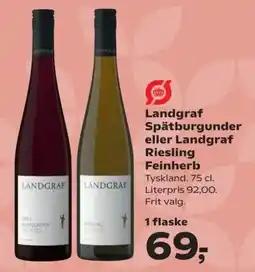 Kvickly Landgraf Spätburgunder eller Landgraf Riesling Feinherb tilbud