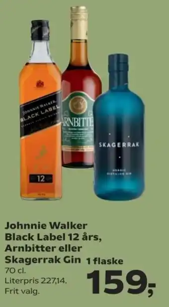 Johnnie Walker Black Label 12 års, Arnbitter eller Skagerrak Gin