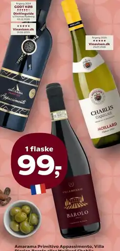 Kvickly Amarama Primitivo Appassimento, Villa Dierico Barolo eller Moillard Chablis tilbud