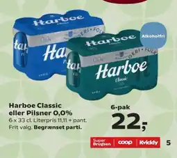 Kvickly Harboe Classic eller Pilsner 0,0% tilbud