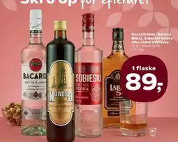 Kvickly Bacardi Rom, Nordso Bitter, Sobieski Vodka eller Label 5 Whisky tilbud