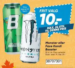 Bilka Monster eller Faxe Kondi Booster tilbud