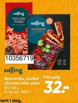 Bilka Salling spareribs, pulled chicken eller pork tilbud