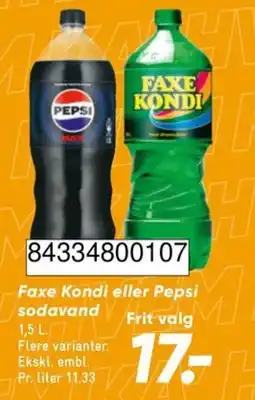 Bilka Faxe Kondi eller Pepsi sodavand tilbud