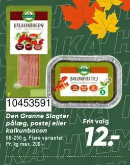 Bilka Den Grønne Slagter kalkunbacon tilbud
