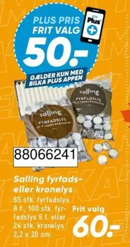 Bilka Salling fyrfadsløs eller kronelys tilbud