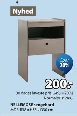 JYSK NELLEMOSE sengebord tilbud