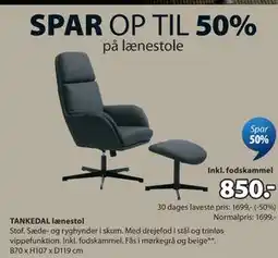 JYSK TANKEDAL lænestol tilbud