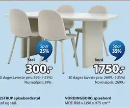 JYSK VORDINGBORG spisebord tilbud