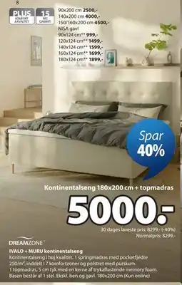 JYSK IVALO + MURU kontinentalseng tilbud
