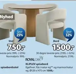 JYSK KLIPLEV spisebord tilbud