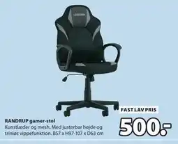 JYSK RANDRUP gamer-stol tilbud