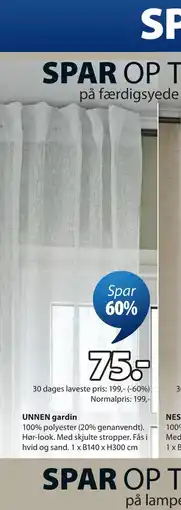 JYSK UNNEN gardin tilbud