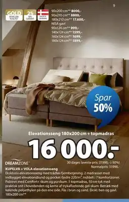 JYSK KUPELVA + VOLA elevationsseng tilbud