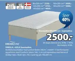 JYSK DINGLA + KOLA boxmadras tilbud