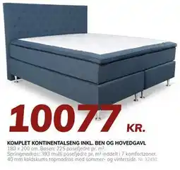Daells Bolighus KOMPLET KONTINENTALSENG INKL. BEN OG HOVEDGAVL tilbud
