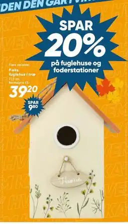 Bilka fuglehus i træ tilbud